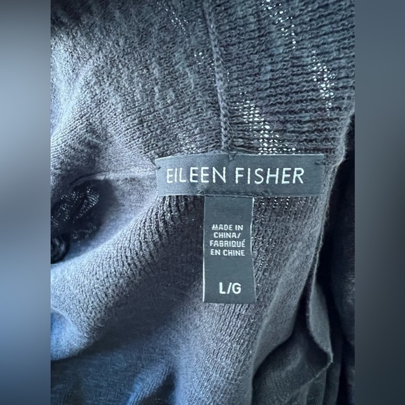 Eileen Fisher | Cardigan Open Front | Organic Linen Blend SZ Large Dark Gray - Picture 5 of 9